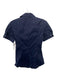 Gucci Size 42 Navy Collared Button Up Short Sleeve Fitted Top Navy / 42
