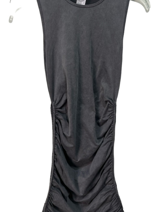 Zara Size M/L Gray Polyamide Sleeveless Drawstring Side Body Con Dress Gray / M/L