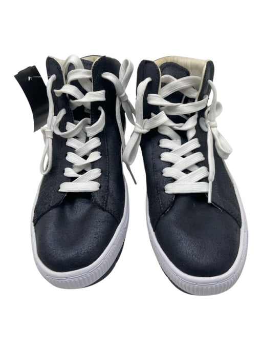 Puma Shoe Size 8.5 Black & White Coated Leather High Top Platform Laces Sneakers Black & White / 8.5