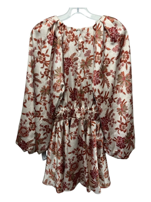 Misa Size S White, Red, Orange Polyester Satin Floral Print Mini Dress White, Red, Orange / S