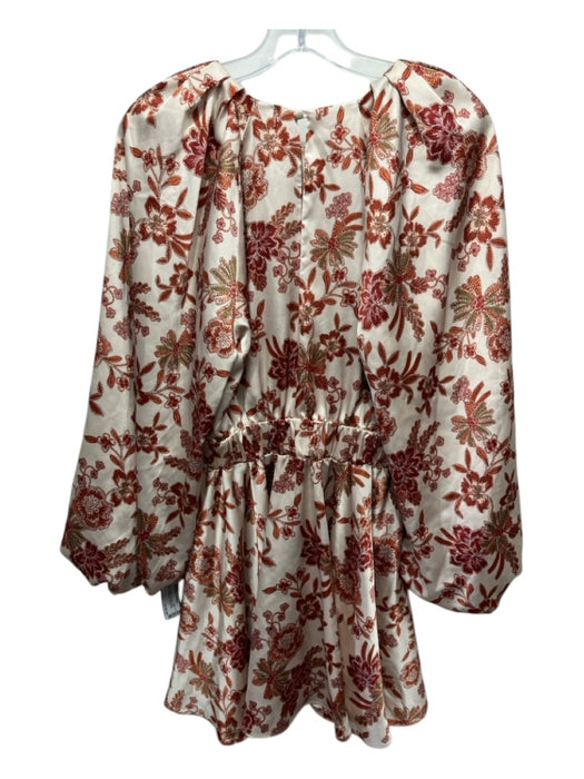 Misa Size S White, Red, Orange Polyester Satin Floral Print Mini Dress White, Red, Orange / S