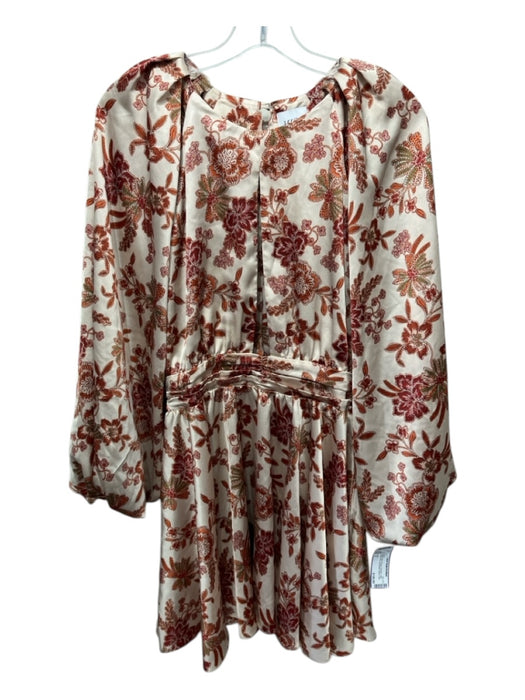 Misa Size S White, Red, Orange Polyester Satin Floral Print Mini Dress White, Red, Orange / S