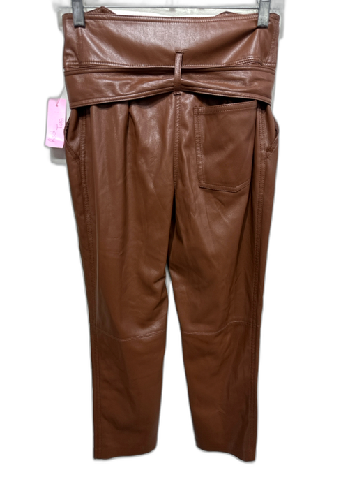 Nanushka Size Est S Brown PU leather Solid Zip & Snap Straight Pants Brown / Est S