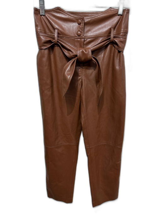 Nanushka Size Est S Brown PU leather Solid Zip & Snap Straight Pants Brown / Est S