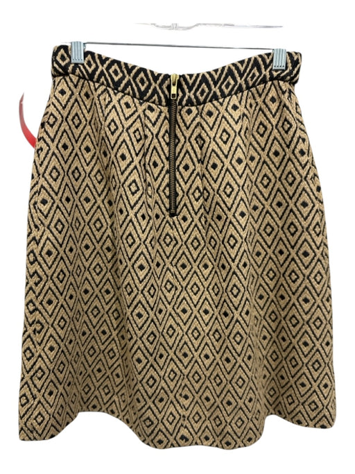 Lauren Moffatt Size 2 Beige & Black Cotton & Polyester Back Zip Diamonds Skirt Beige & Black / 2