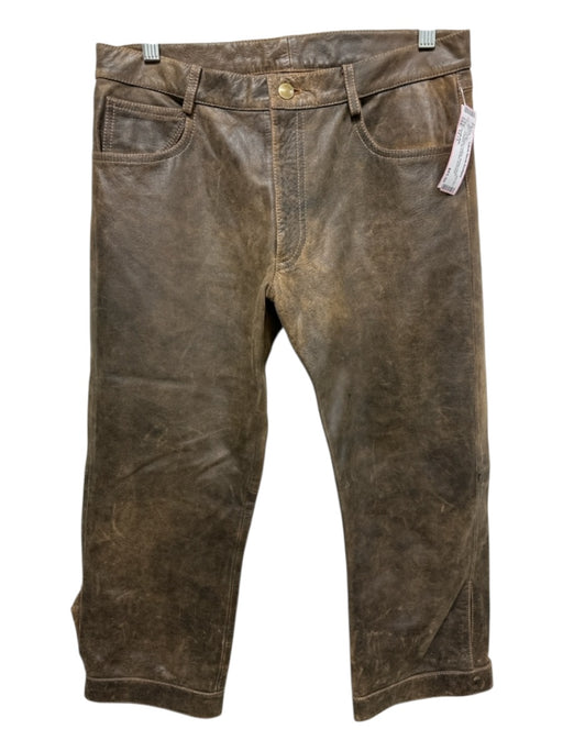 Really Wild Size 12 / L Tan Brown Leather Vintage Wash Cropped Pants Tan Brown / 12 / L