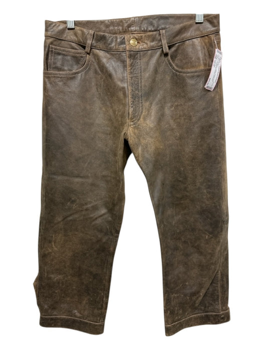 Really Wild Size 12 / L Tan Brown Leather Vintage Wash Cropped Pants Tan Brown / 12 / L