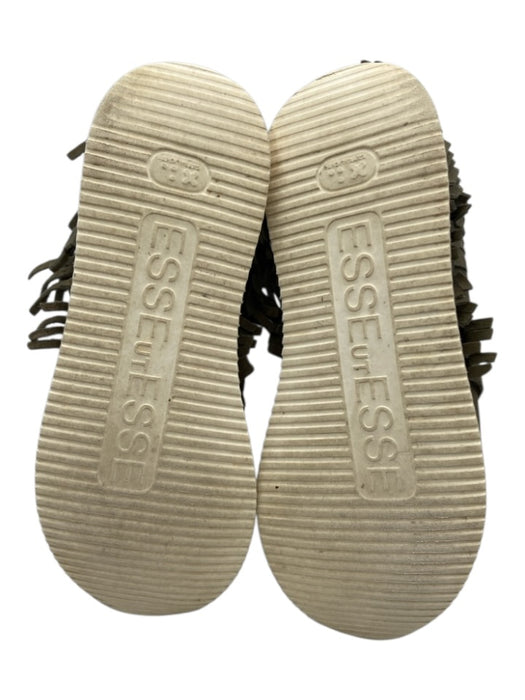 Esseutesse Shoe Size 38 Olive Green & Brown Leather Fringe Leather Cord Sneakers Olive Green & Brown / 38