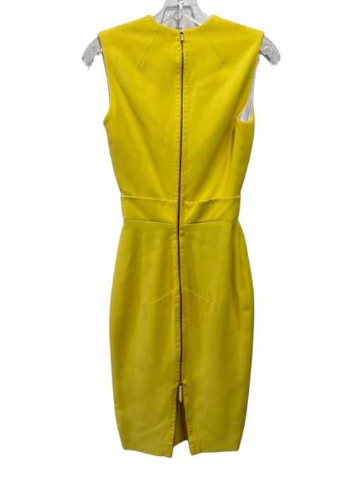 Victoria Beckham Size 4 Yellow Back Zip V Neck Waist Band Sleeveless Dress Yellow / 4