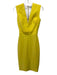 Victoria Beckham Size 4 Yellow Back Zip V Neck Waist Band Sleeveless Dress Yellow / 4