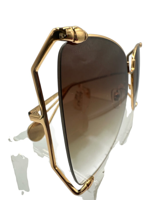 Gucci Gold & Brown Metal Butterfly Gradient Lens Oversize Sunglasses Gold & Brown