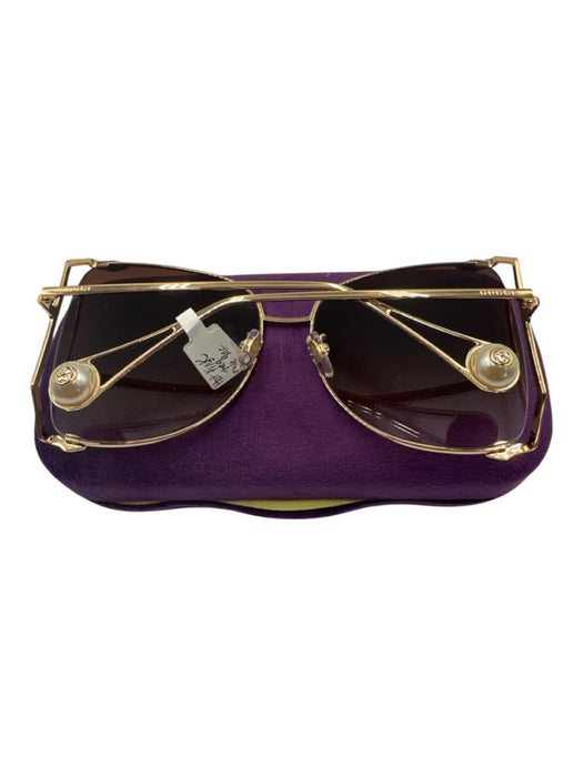 Gucci Gold & Brown Metal Butterfly Gradient Lens Oversize Sunglasses Gold & Brown