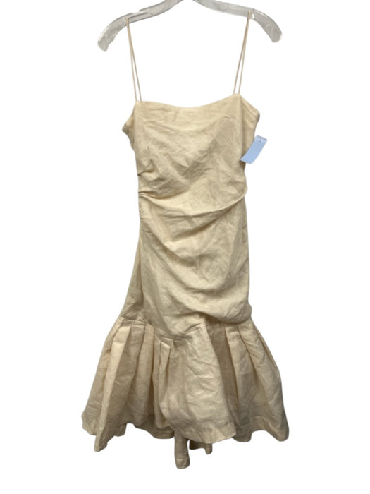 Jacquemus Size 36 Ecru Cream Linen & Cotton Spaghetti Strap Gathered Side Dress Ecru Cream / 36