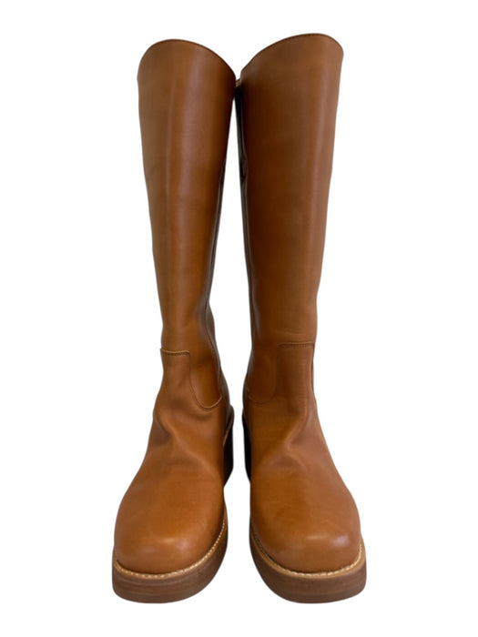 Dingo Shoe Size 7.5 Tan Brown Leather Stacked Heel Knee High Platform Boots Tan Brown / 7.5