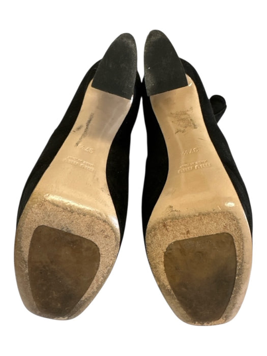 Miu Miu Shoe Size 37.5 Black Leather Platform Back Zip Block High Heel Booties Black / 37.5