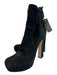 Miu Miu Shoe Size 37.5 Black Leather Platform Back Zip Block High Heel Booties Black / 37.5
