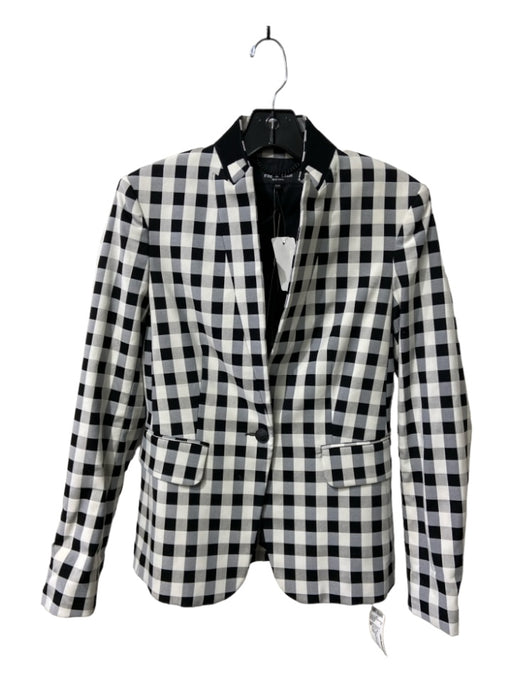 Rag & Bone Size 00 White & Black Cotton Blend Long Sleeve Checkered Jacket White & Black / 00