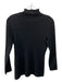 Rebecca Taylor Size M Black Wool Mock Neck Lettuce Hem Thin Knit Sweater Black / M