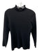 Rebecca Taylor Size M Black Wool Mock Neck Lettuce Hem Thin Knit Sweater Black / M