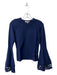 Milly Size S Navy Viscose Round Neck Long Sleeve Flare Sleeves Sweater Navy / S