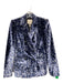 Rebecca Taylor Size 4 Blue & Gray Rayon & Silk Blazer Floral Velvet Jacket Blue & Gray / 4