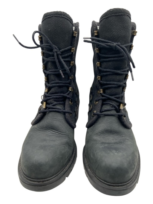 Havana Joe Shoe Size 9.5 Faded Black Leather & Textile Lace Up Almond Toe Boots Faded Black / 9.5