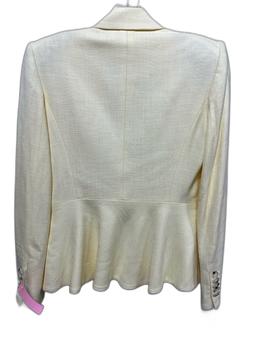 Veronica Beard Size 2 Light Yellow Viscose Blend Shoulder Pad Blazer Jacket Light Yellow / 2
