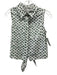 Milly Size 2 Cream & Green Cotton Blend Button Down Palm Trees Sleeveless Top Cream & Green / 2