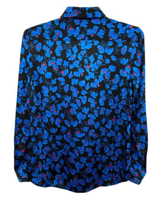 Equipment Femme Size XS Black, Blue, Red Polyester Long Sleeve Floral Collar Top Black, Blue, Red / XS