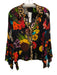 Alice + Olivia Size Small Black & Multi Viscose Long Sleeve Floral Leopard Top Black & Multi / Small
