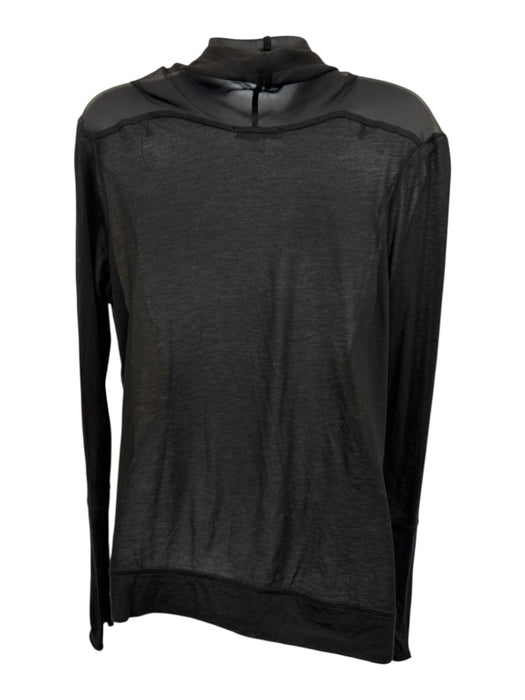 Brochu Walker Size P Black Rayon Long Sleeve Sheer Button Front Off Shoulder Top Black / P