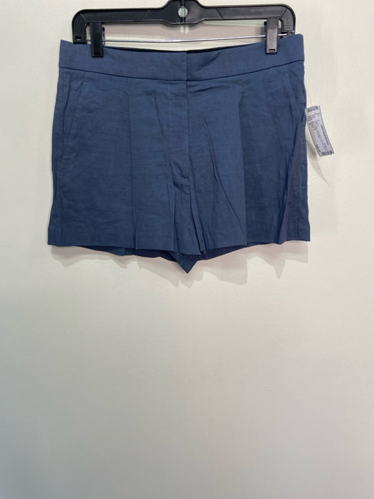 Theory Size 4 Blue Linen Blend Mid Rise hook & zip Pleated Shorts