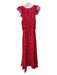 Parker Size 4 Red & Purple Silk Blend Smocked Waistband Floral V Neck Dress Red & Purple / 4