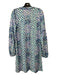 Lilly Pulitzer Size S Blue & White Cotton Blend V Neck Geometric Dress Blue & White / S