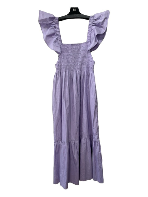 O.P.T. Size M Purple Cotton Ruffle Cap Sleeve Smocked Top Ruffle Hem Dress Purple / M