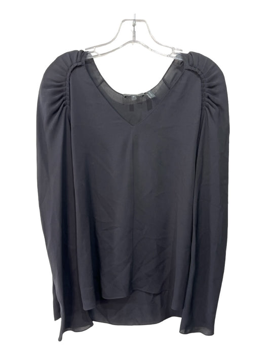 Theory Size M Black Silk V Neck ruched shoulder Long Sleeve Top Black / M