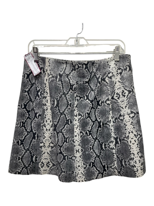 Veda Size 8 Black, Gray, White Lamb leather Snake Print Side Zip A Line Skirt Black, Gray, White / 8