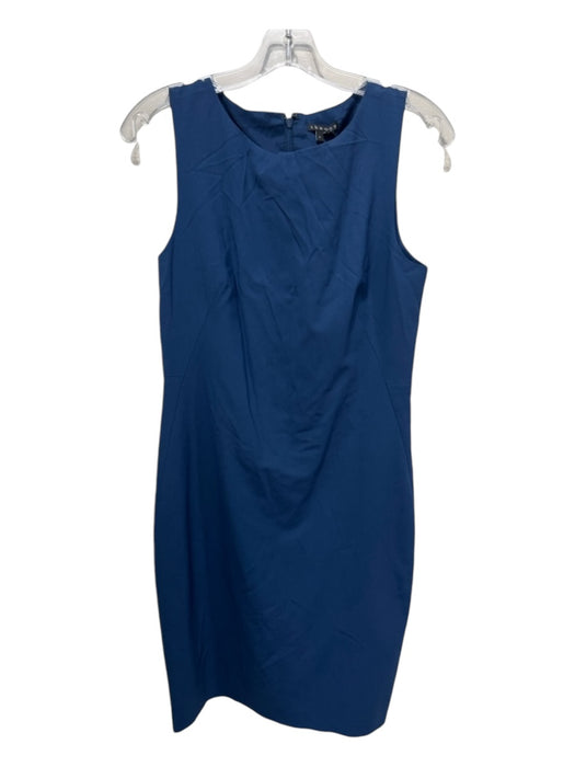 Theory Size 8 Blue Wool Blend Sleeveless Crew Neck Back Zip Shift Dress Blue / 8