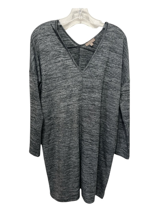 Lilla P Size M Black, Gray, White Tencel Blend Heathered V Neck Dress Black, Gray, White / M