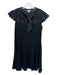 Rebecca Taylor Size 6 Black Triacetate Lace Detail Cap Sleeve Back Tie Dress Black / 6