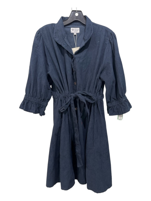 Holly Shae Design Size S/M Navy Blue Cotton Corduroy Button Up Knee length Dress Navy Blue / S/M