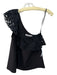 Crosby Size S Black Polyester One Shoulder Side Zip Laser Cut Top Black / S