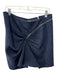 Elizabeth & James Size M Navy Blue Wool Blend Asymetric Zipper Mini Skirt Navy Blue / M