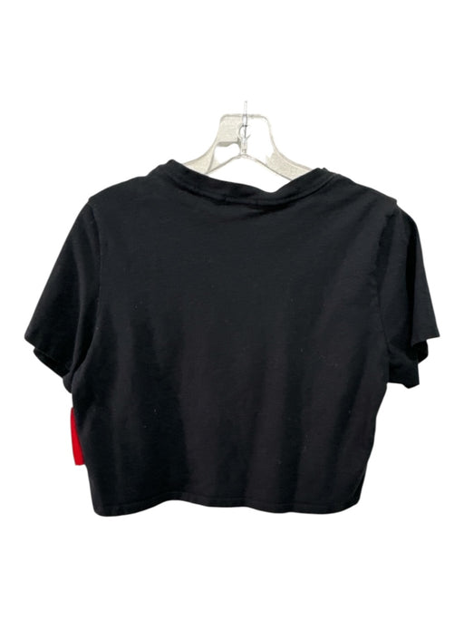 Reformation Size L Black Cotton Short Sleeve Crop T Shirt Top Black / L