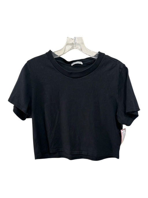 Reformation Size L Black Cotton Short Sleeve Crop T Shirt Top Black / L