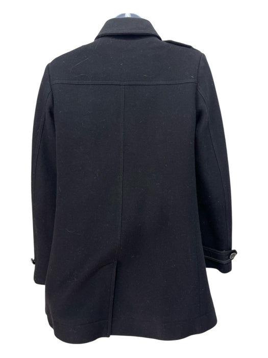 Burberry Brit Size 4 Black Wool Blend Button Down Collar Zip Pocket Coat Black / 4