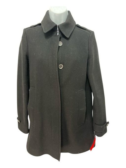 Burberry Brit Size 4 Black Wool Blend Button Down Collar Zip Pocket Coat Black / 4