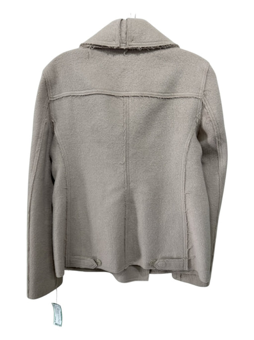 Armani Collezioni Size 4 Beige Wool Blend Long Sleeve Button Fringe Jacket Beige / 4