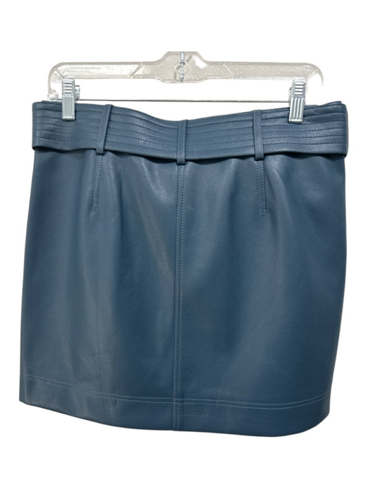 Marie Oliver Size 6 Steel Blue Faux Leather Zip & Snaps Stitched Belt Mini Skirt Steel Blue / 6