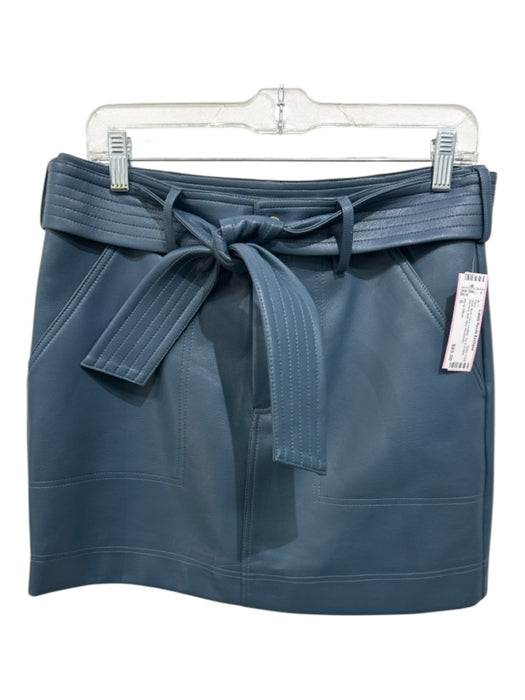 Marie Oliver Size 6 Steel Blue Faux Leather Zip & Snaps Stitched Belt Mini Skirt Steel Blue / 6